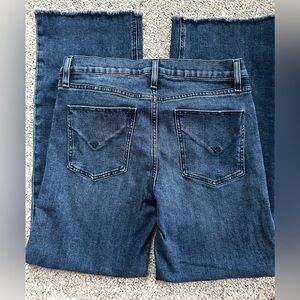 Hudson Rosie High Rise wide leg med-dark wash raw hem size 28